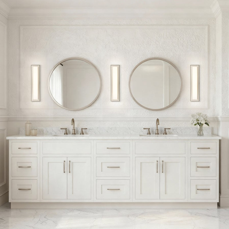 Alteck Roman 18in 1-Light LED Bathroom Vanity Light | Contemporary Brushed Nickel and Opal Acrylic | Bathroom & Powder Room | Model BW0035-3CCT-BN