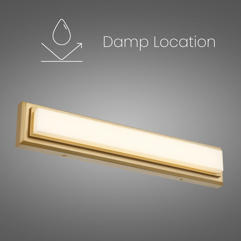 Alteck Roman 24in 1-Light LED Bathroom Vanity Light | Contemporary Antique Brass and Opal Acrylic | Bathroom Vanity & Powder | Model BW0036-3CCT-AB