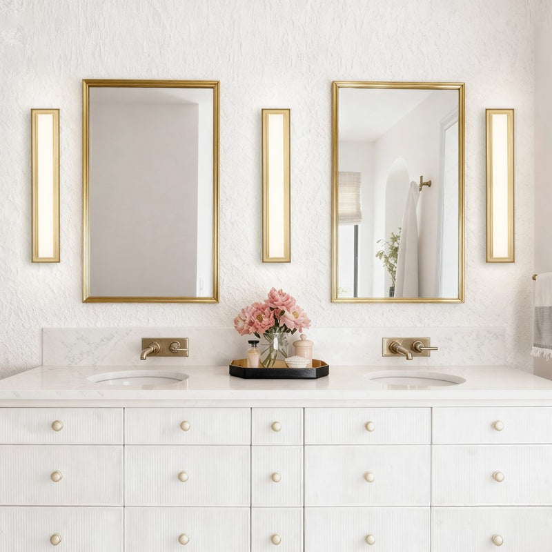 Alteck Roman 24in 1-Light LED Bathroom Vanity Light | Contemporary Antique Brass and Opal Acrylic | Bathroom Vanity & Powder | Model BW0036-3CCT-AB