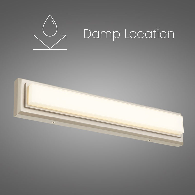 Alteck Roman 24in 1-Light LED Bathroom Vanity Light | Contemporary Brushed Nickel and Opal Acrylic | Bathroom Vanity & Powder | Model BW0036-3CCT-BN