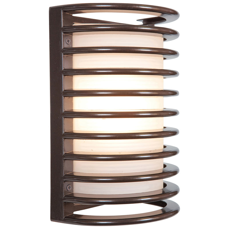 Access Bermuda 1Lt Outdoor Wall Mt, Bronze/Ribbed Frosted