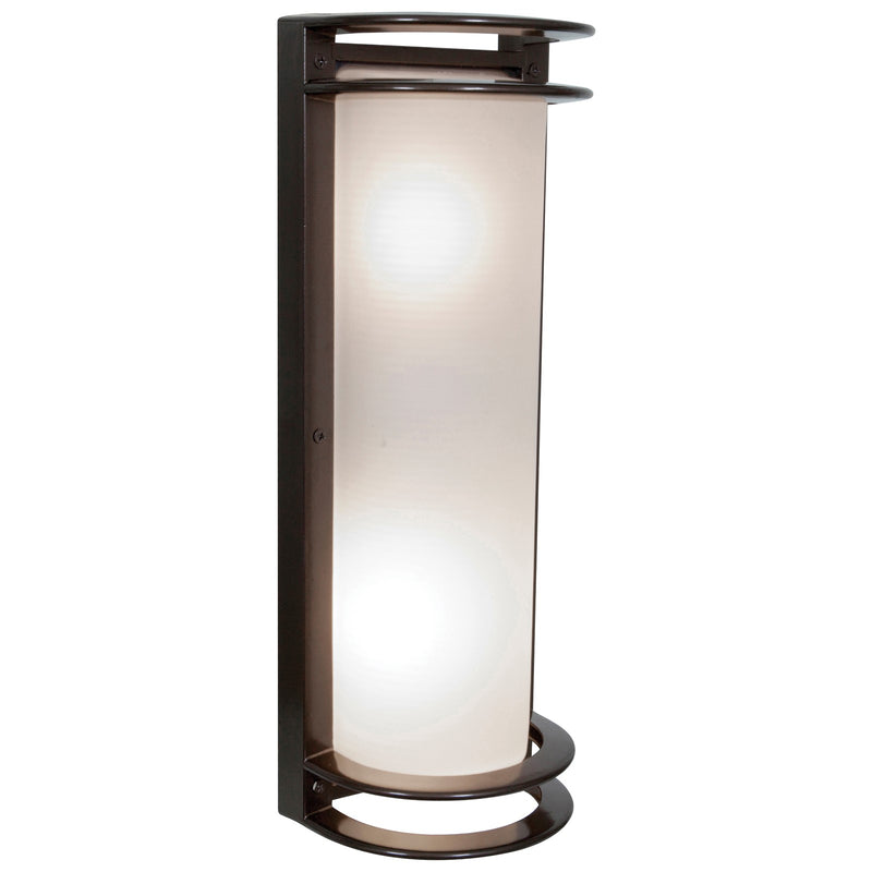 Access Nevis 2Lt Outdoor LED Wall Mt, Brz/Ribbed Frosted