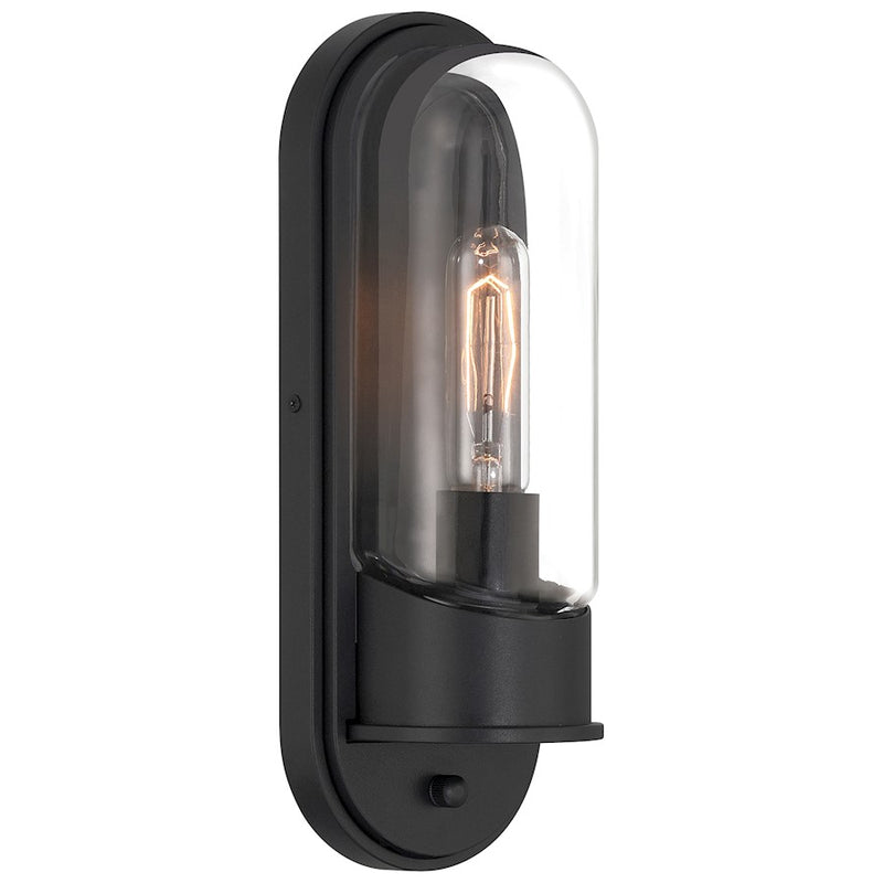 Access Lighting Magnolia Outdoor Wall Mount, Black/Clear