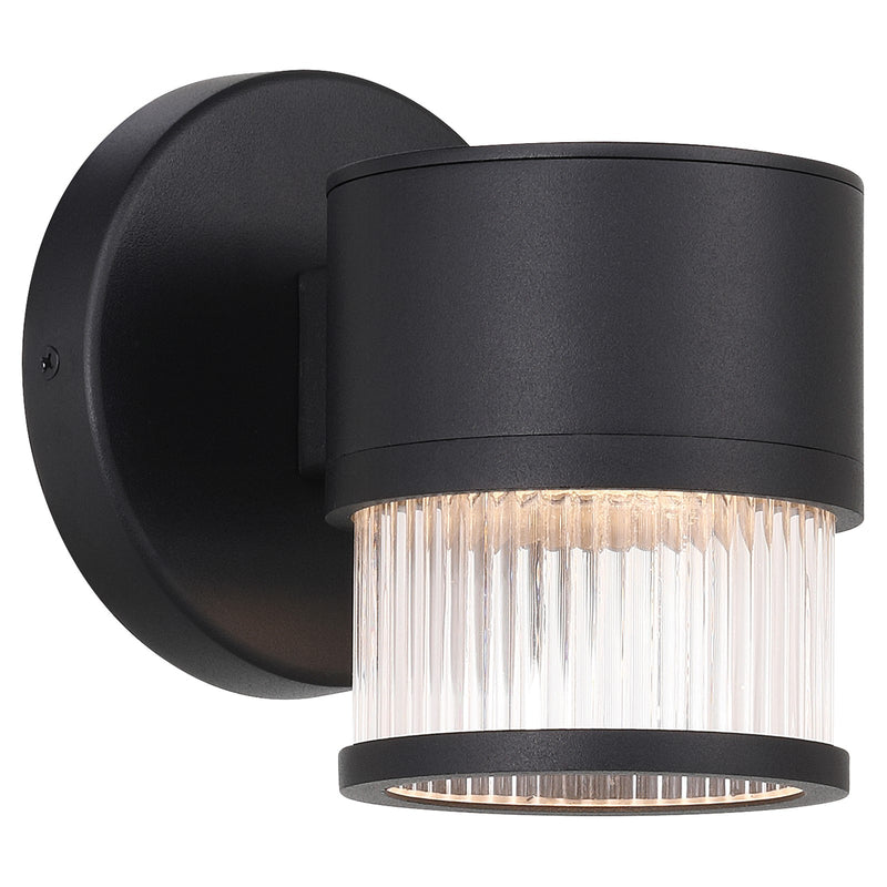 Access Ari Clr Ribbed Outdoor LED Wall Mt, Black/Clr Ribbed