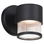 Access Ari Clr Ribbed Outdoor LED Wall Mt, Black/Clr Ribbed