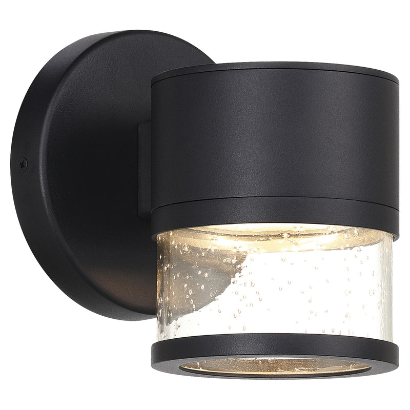 Access Ari Seedy Outdoor LED Wall Mt, Black/Seeded Glass