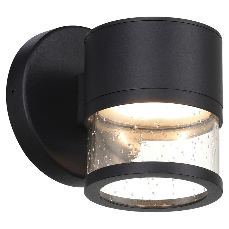 Access Ari Seedy Outdoor LED Wall Mt, Black/Seeded Glass