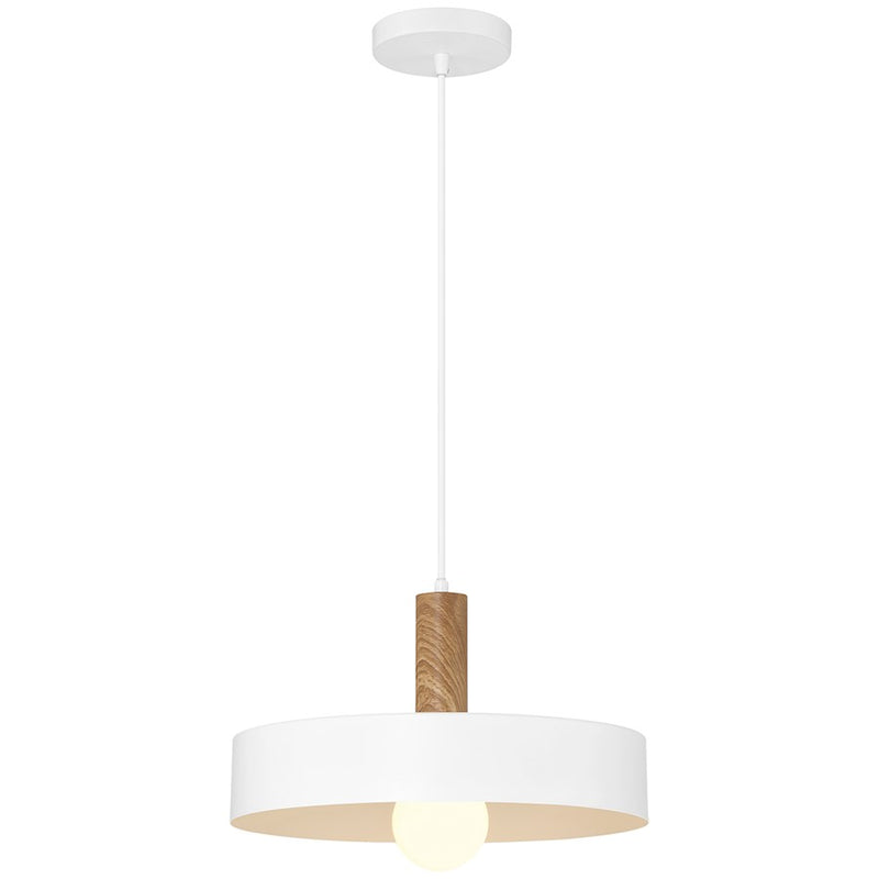 Access Lighting Slate 1 Light Pendant, White/Wood Grain/White
