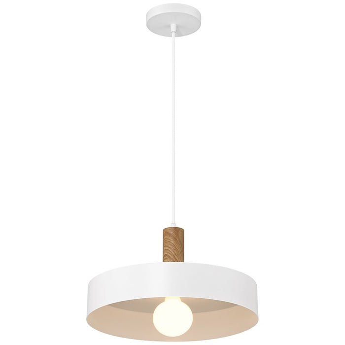 Access Lighting Slate 1 Light Pendant, White/Wood Grain/White