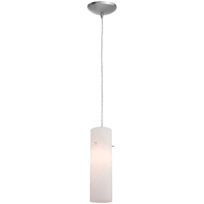 Access Lighting Lucy 1 Light LED Pendant, Brushed Steel/White