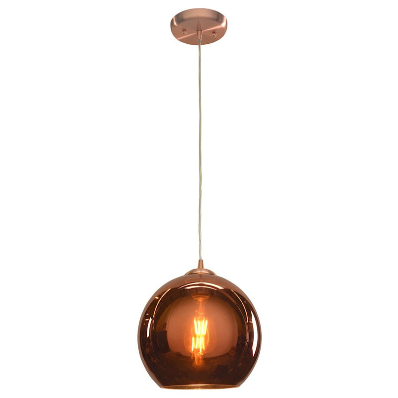 Access Lighting Glow 1 Light Pendant, Brushed Copper