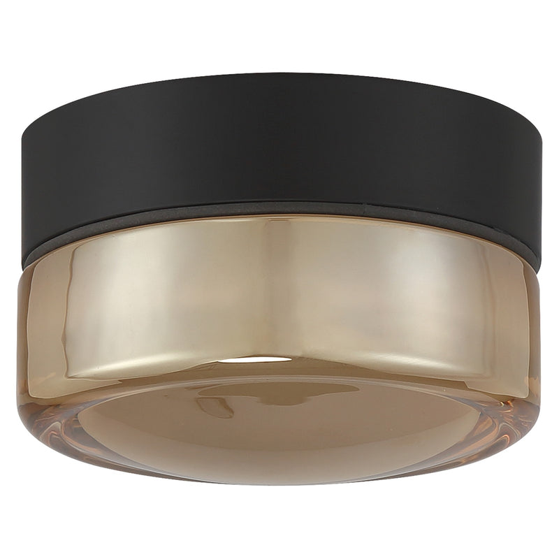 Access Masso LED Flush Mt, Matte Black, Amber Glass/Amber