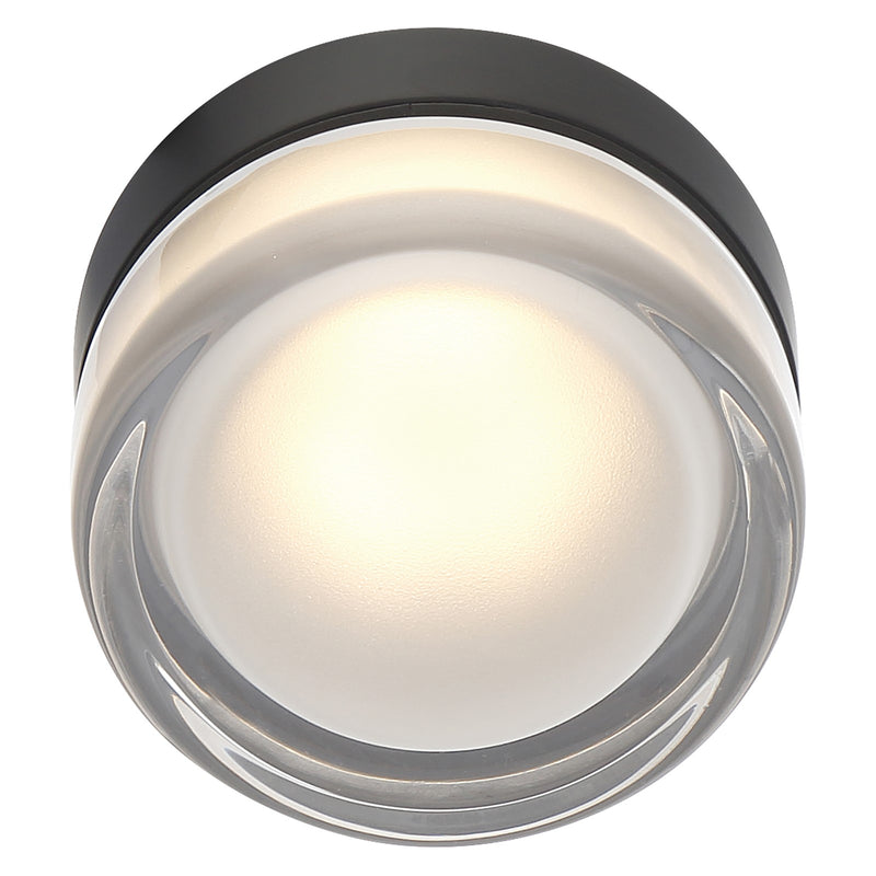 Access Masso LED Flush Mt, Matte Black, Clr Frosted