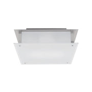 Access Lighting Vision 16in 2-Light Square Flush Mount | Modern Brushed Steel and Frosted Glass | Bedroom & Hallway Ceiling | Model 50032-BS-FST