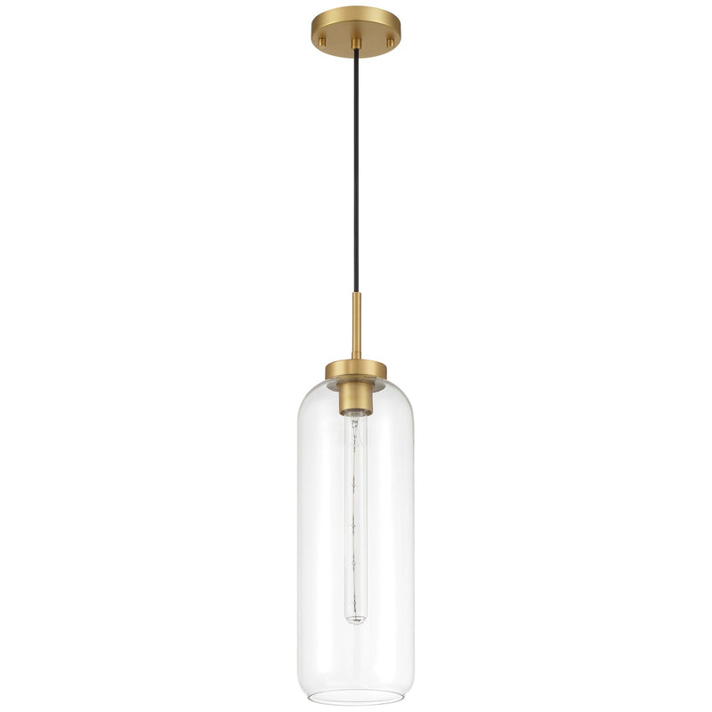 Access Lighting Elle 1Lt Pendant, Antique Brushed Brass/Clear
