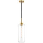 Access Lighting Elle 1Lt Pendant, Antique Brushed Brass/Clear