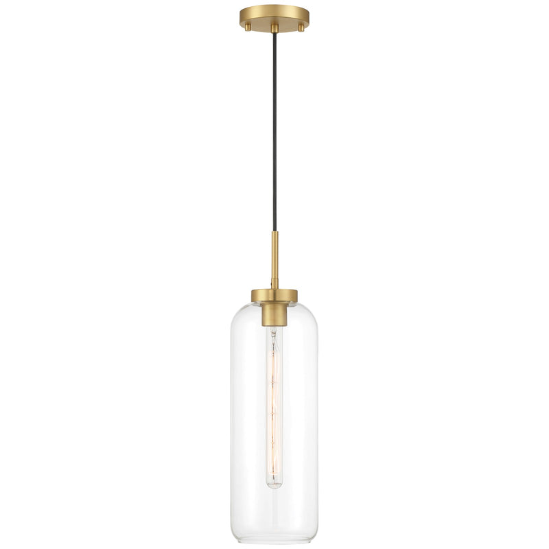 Access Lighting Elle 1Lt Pendant, Antique Brushed Brass/Clear