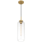 Access Lighting Elle 1Lt Pendant, Antique Brushed Brass/Clear