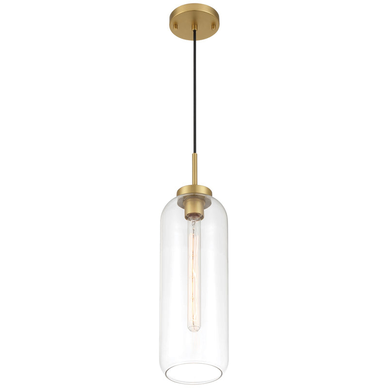 Access Lighting Elle 1Lt Pendant, Antique Brushed Brass/Clear