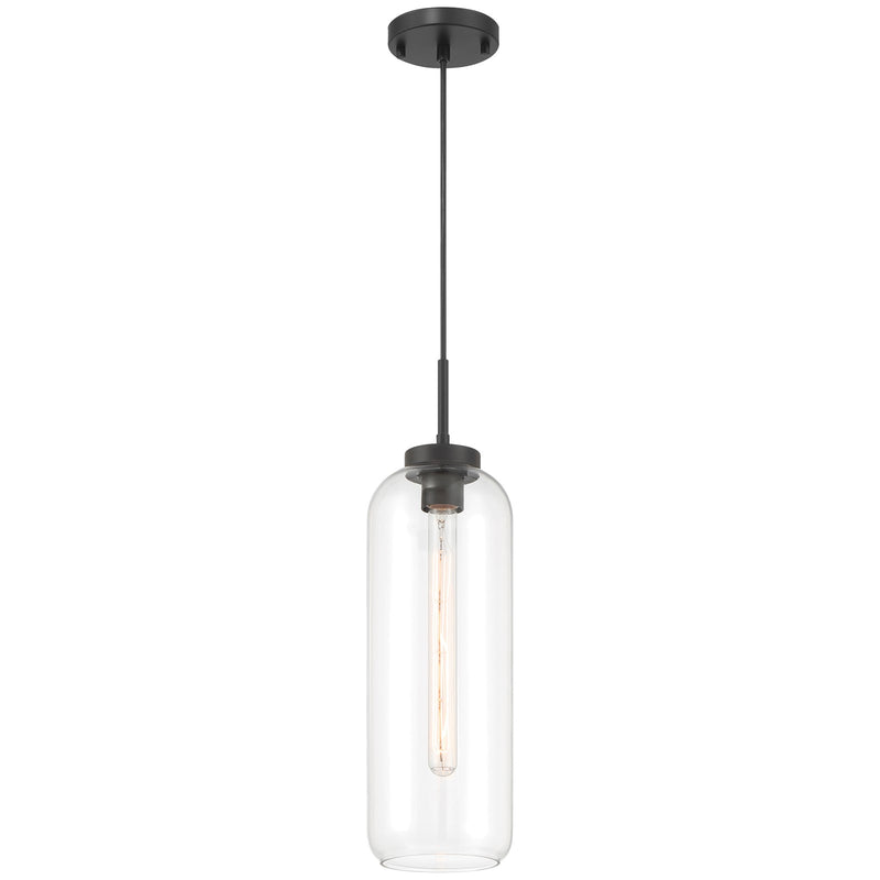 Access Lighting Elle 1 Light Pendant, Matte Black/Clear