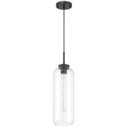 Access Lighting Elle 1 Light Pendant, Matte Black/Clear