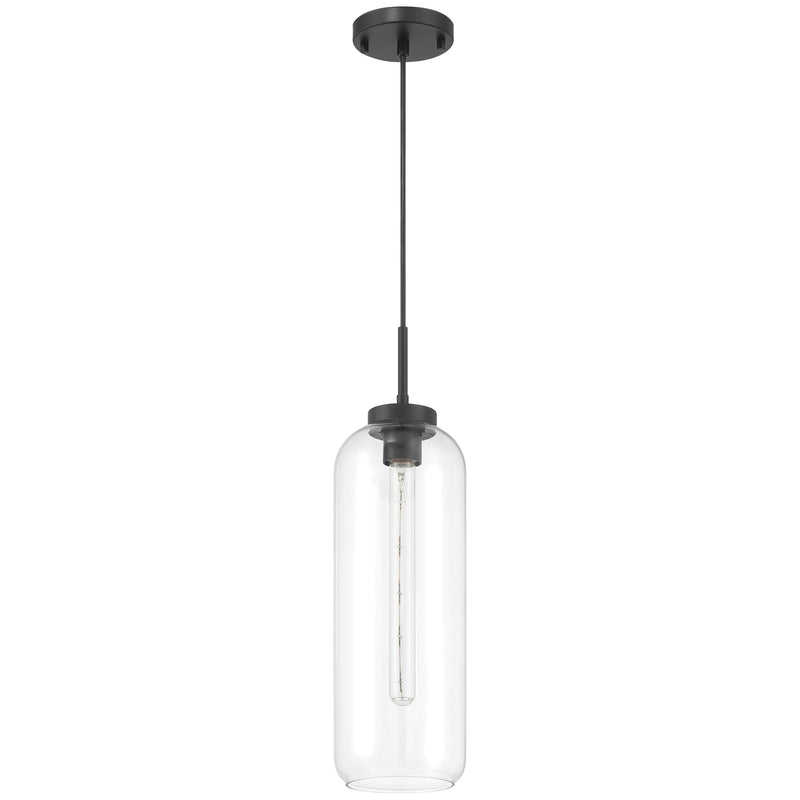 Access Lighting Elle 1 Light Pendant, Matte Black/Clear
