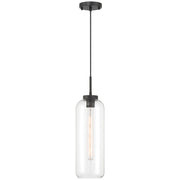 Access Lighting Elle 1 Light Pendant, Matte Black/Clear