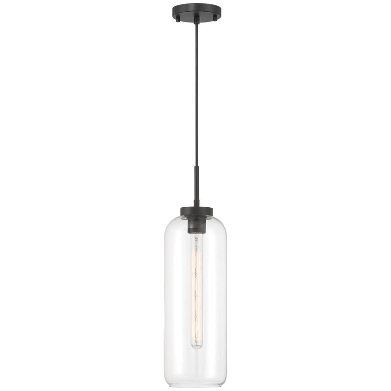 Access Lighting Elle 1 Light Pendant, Matte Black/Clear