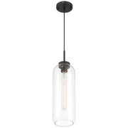 Access Lighting Elle 1 Light Pendant, Matte Black/Clear