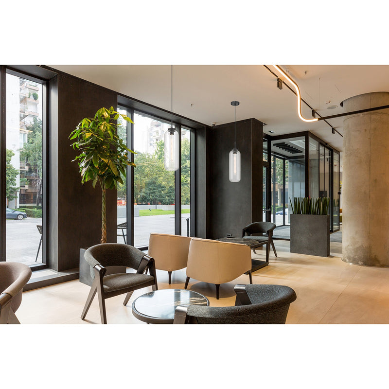 Access Lighting Elle 1 Light Pendant, Matte Black/Clear