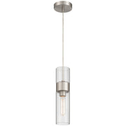 Access Lighting Nash 1Lt LED Pendant, Brushed Steel/Clear