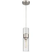 Access Lighting Nash 1Lt LED Pendant, Brushed Steel/Clear