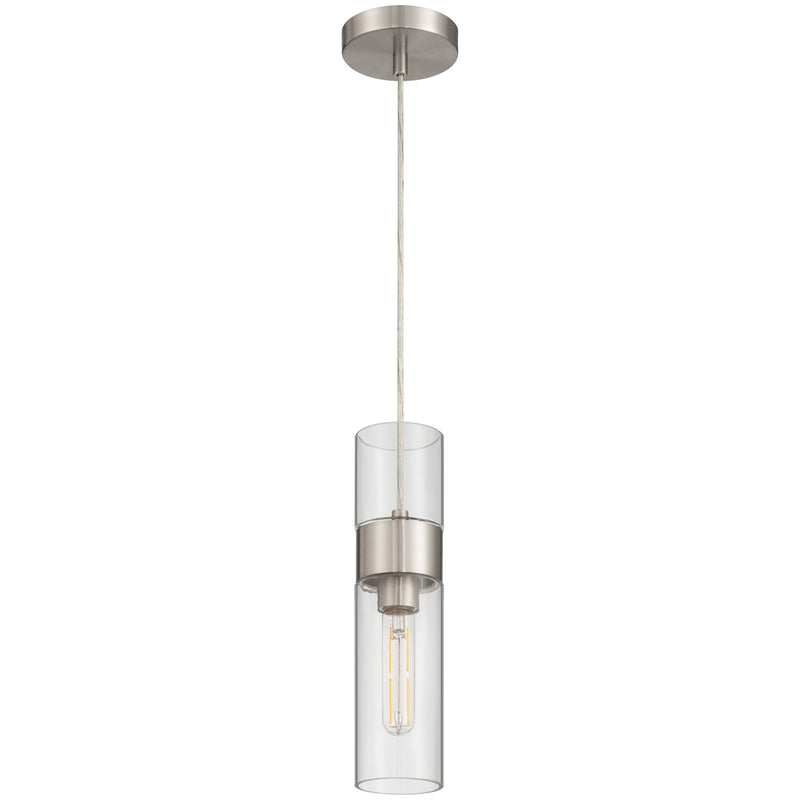 Access Lighting Nash 1Lt LED Pendant, Brushed Steel/Clear