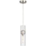 Access Lighting Nash 1Lt LED Pendant, Brushed Steel/Clear
