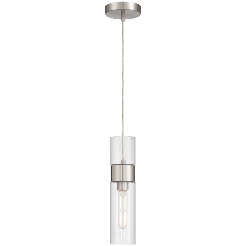 Access Lighting Nash 1Lt LED Pendant, Brushed Steel/Clear