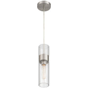 Access Lighting Nash 1Lt LED Pendant, Brushed Steel/Clear