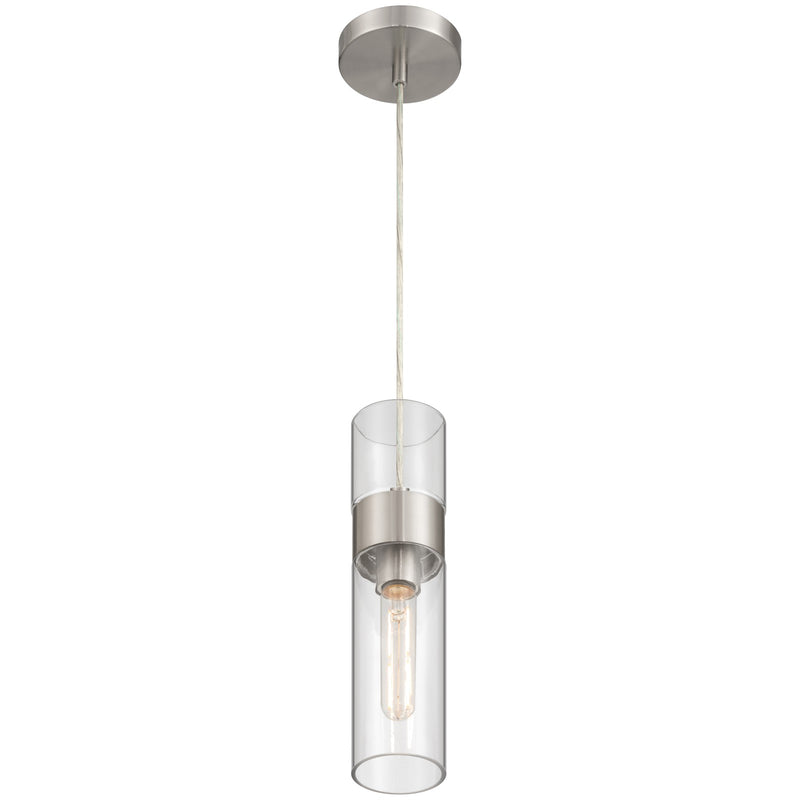 Access Lighting Nash 1Lt LED Pendant, Brushed Steel/Clear