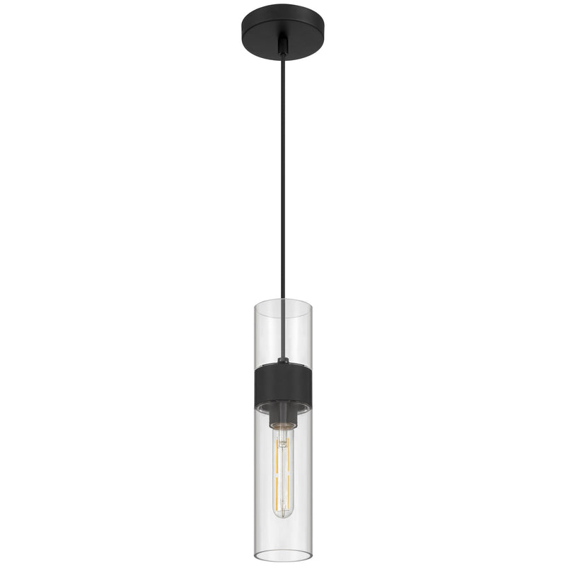 Access Lighting Nash 1Lt LED Pendant, Matte Black/Clear