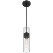 Access Lighting Nash 1Lt LED Pendant, Matte Black/Clear