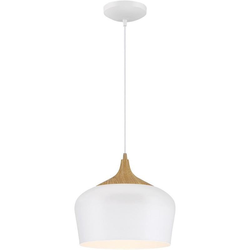 Access Lighting Blend Pendant | White with Wood Grain Metal | Kitchen Island & Dining Room Light | 800 Lumens, 3000K, Dimmable, 93 CRI | Model 52057LEDDLP-WH-WGN