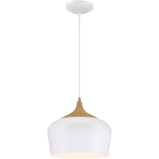 Access Lighting Blend Pendant | White with Wood Grain Metal | Kitchen Island & Dining Room Light | 800 Lumens, 3000K, Dimmable, 93 CRI | Model 52057LEDDLP-WH-WGN