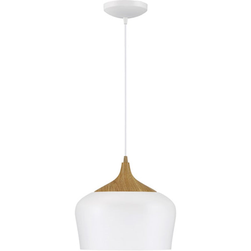 Access Lighting Blend Pendant | White with Wood Grain Metal | Kitchen Island & Dining Room Light | 800 Lumens, 3000K, Dimmable, 93 CRI | Model 52057LEDDLP-WH-WGN
