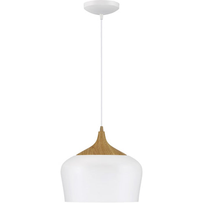 Access Lighting Blend 1 Light Pendant, White with Wood Grain