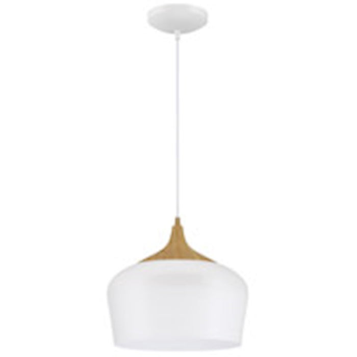 Access Lighting Blend 1 Light Pendant, White with Wood Grain