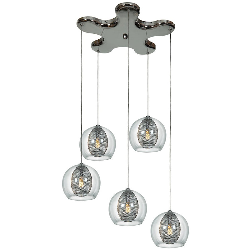 Access Lighting Aeria 5 Light Pendant, Chrome