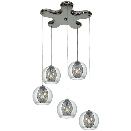 Access Lighting Aeria 5 Light Pendant, Chrome