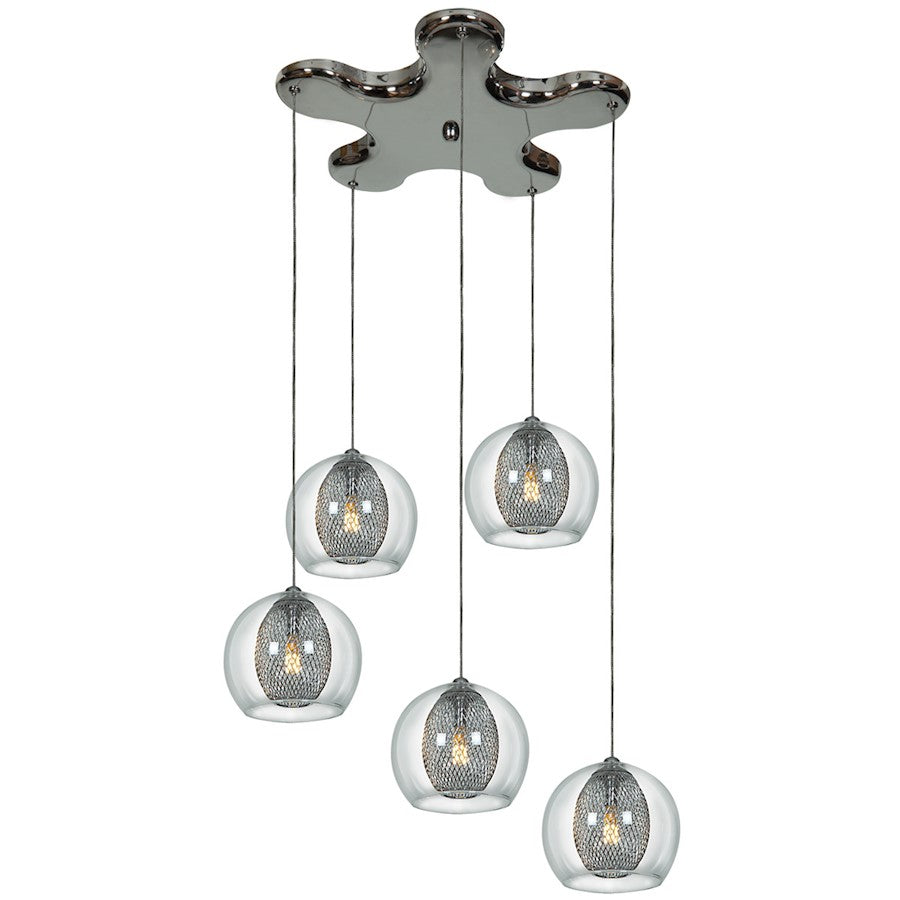 Access Lighting Aeria 5 Light Pendant, Chrome