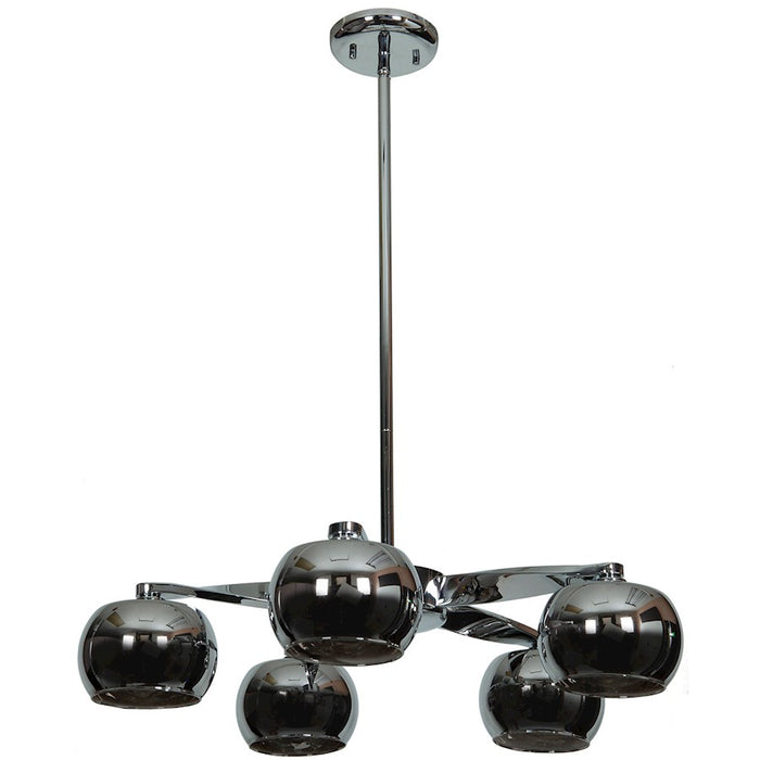 Access Lighting Glam 5 Light Chandelier, Chrome