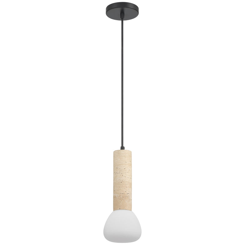 Access Lighting Stone 1 Light Pendant, Travertine/Opal