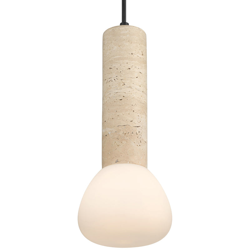 Access Lighting Stone 1 Light Pendant, Travertine/Opal